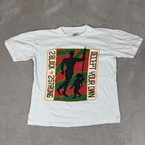 VTG 90s Accept Your Own 2 Black 2 Strong MMG Rap Shirt Mens M White Preowned‎